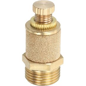 PATIKIL 3/8" PT Brass Pneumatic Muffler, 4 Pcs Adjustable Sintered Exhaust Air Compressor Muffler Filters Solenoid Valve Fitting for Valves Cylinders Oil Tanks Air Tools, Golden