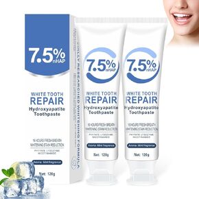 2Pcs Hydroxyapatite Toothpastes for Enamel Protection and Tooth Strengthening, Fluoride-Free Formula for Sensitive Teeth, Gentle and Effective Formula, Gentle Mint