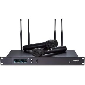 Professional Handheld UHF Wireless Microphone System, 2x100 Adjustable UHF Channels and Independent Volume Control, 165ft Range for Home Karaoke/Meeting/Party/Church/Wedding (WT-2E)