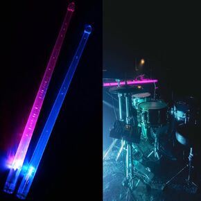 Bright LED Light Up Drumsticks 1 Pair, Rechargeable 13 Color Changing Drum Sticks with USB Charge Wire, Glow in The Dark Drum Sticks for Professional Musical Practice, Drummer Personalized Drumstick