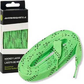 Winnwell Waxed Hockey Skate Laces - Ice Hockey & Roller Blade Skates Laces, Multiple Lace (Lime Green/Black, 120")