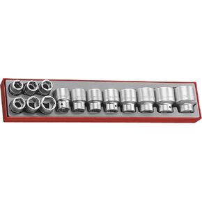 Teng Tools 14 Piece 3/4 Inch Drive 6 Point Metric Regular/Shallow Socket Set (19mm - 50mm) - TTX3414, Silver