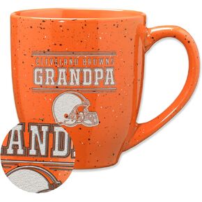 Rico Industries NFL Football Cleveland Browns Grandpa Orange 16 oz Team Color Laser Engraved Speckled Ceramic Coffee Mug