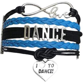 Infinity Collection Dance Bracelet- Dance Jewelry - Blue Love Dance Charm Bracelet- Gift For Dance Recitals & Dancers