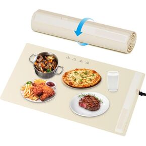 Electric Fast Warming Tray, 2024 New Food Warmers Adjustable Temperature, Full Surface Heating Mat, Roll-up Warming for Home Parties