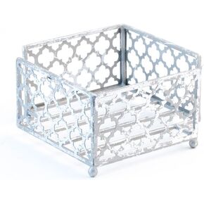 Boston International Tangier Trellis Cocktail Napkin Holder Caddy, 5.25 x 5.25-Inches, Silver Foil