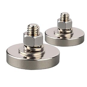MUTUACTOR 2Pack Super Powerful Neodymium Round Magnet with D3/8 ''-16 Male Threaded Stud, 150lb Vertical Magnetic Pull-Force 150lb Magnetic Mounting for Camera,Tripod, Lighting and Other Accessories