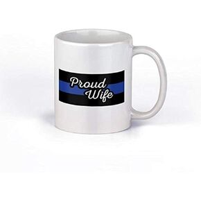 Proud Police Wife Thin Blue Line Coffee Mug | 11 Ounce Coffee Mug |CM1092