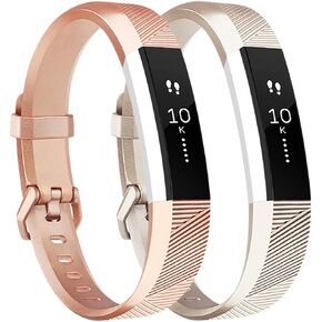Tobfit Waterproof Sport Bands Compatible with Fit bit Alta/Alta HR/Ace, Soft TPU Replacement WristBands, Small, Champagne Gold/Rose Gold