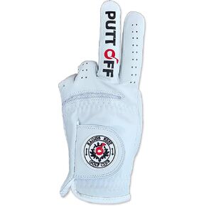 PUTT Off Funny Golf Gloves - Fun Shocker Gag Gift Golf Essentials, 100% Cabretta Leather Golf Gloves for Men Golfers, Left or Right Hand, Small to XXL Sizes