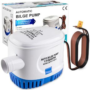 Luney Automatic Bilge Pumps for Boats 12v 1100GPH, Submersible Small Boat Bilge Pump with Float Switch, 1-1/8"(29MM) Outlet Dia., 39IN 18AWG Wire(Blue)