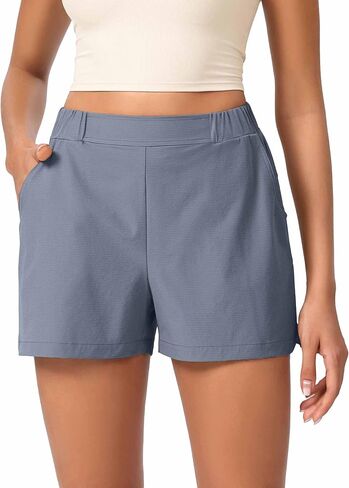ODODOS Stretch Woven Relaxed Shorts for Women Elastic High Waist Summer Lightweight Casual Shorts with Pockets in Saudi Arabia