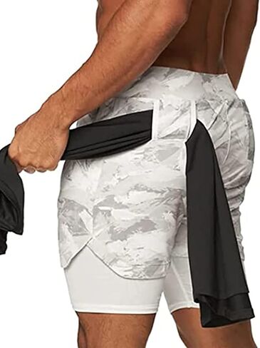 DIOTSR Mens 2 in 1 Running Workout Shorts Lightweight Athletic Gym Shorts with Pockets in Kuwait