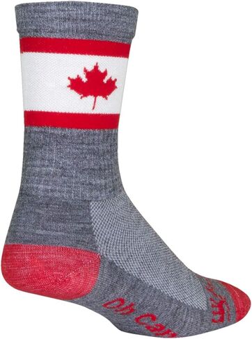 جوارب SockGuy Wool Crew مقاس 6 بوصات أوه كندا لركوب الدراجات/الجري (أوه كندا - S/M) in Kuwait