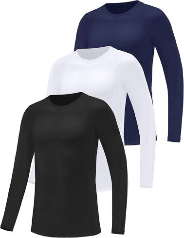 1/3 Pack Boys Youth Compression Shirts Long Sleeve Quick Dry Sports Undershirts Football Basketball Cold Weather Kids in Saudi Arabia