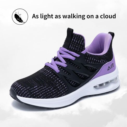Women's Air Running Shoes Athletic Tennis Walking Slip On Shoes Lightweight Casual Sneakers for Gym Jogging Workout Black Size 7.5 in Saudi Arabia