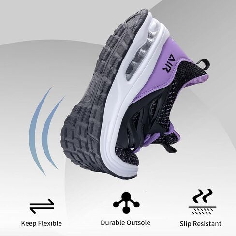 Women's Air Running Shoes Athletic Tennis Walking Slip On Shoes Lightweight Casual Sneakers for Gym Jogging Workout Black Size 7.5 in Saudi Arabia