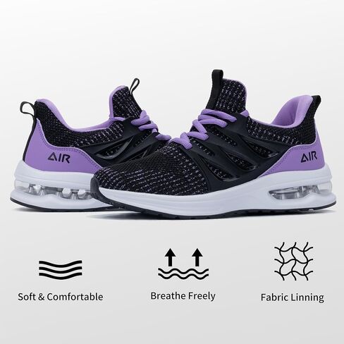 Women's Air Running Shoes Athletic Tennis Walking Slip On Shoes Lightweight Casual Sneakers for Gym Jogging Workout Black Size 7.5 in Saudi Arabia