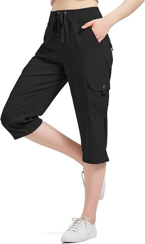Women's Cargo Capris Hiking Pants with 6 Pockets Lightweight Quick Dry Outdoor Travel Casual Cotton Comfy Summer Pants in Saudi Arabia