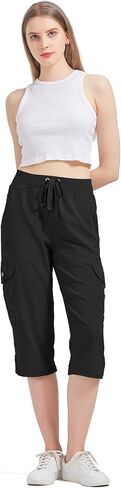 Women's Cargo Capris Hiking Pants with 6 Pockets Lightweight Quick Dry Outdoor Travel Casual Cotton Comfy Summer Pants in Saudi Arabia