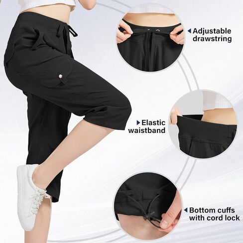 Women's Cargo Capris Hiking Pants with 6 Pockets Lightweight Quick Dry Outdoor Travel Casual Cotton Comfy Summer Pants in Saudi Arabia