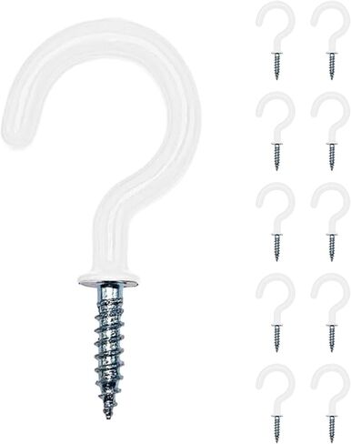 DIY Practice 10pcs Screw Eyes for Wood Hanging, 1.35 inch Length, 0.69 inch Head Diamete Heavy Duty Love Hooks, Hanging Plants for Closet Hooks, Clothes, Kitchen Utensil, Pots and Pans, Bags (White) in Saudi Arabia
