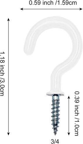 DIY Practice 10pcs Screw Eyes for Wood Hanging, 1.35 inch Length, 0.69 inch Head Diamete Heavy Duty Love Hooks, Hanging Plants for Closet Hooks, Clothes, Kitchen Utensil, Pots and Pans, Bags (White) in Saudi Arabia