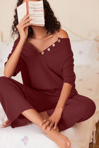 Ekouaer Women's 2 Piece Sweater Sets Knit Pullover Tops and Wide Leg Pants Loose Tracksuit Lounge Set Outfits Rosy, XL in Saudi Arabia