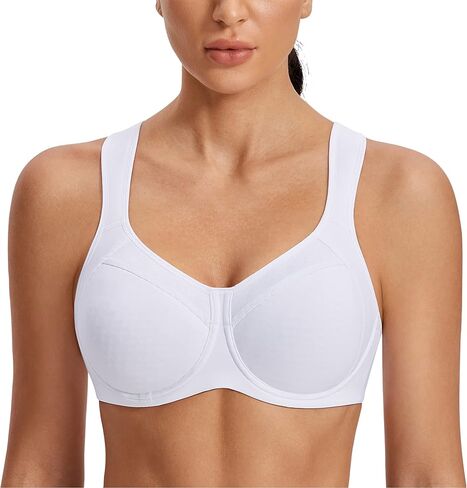 SYROKAN Sports Bras for Women High Support Underwire Padded High Impact Full Coverage Running Gym Workout Bra in Kuwait
