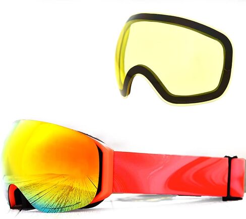 Magnetic adsorption lens anti fog Ski goggles Two lenses can be replaced Anti-fog UV Protection Ultra HD Comfy in Saudi Arabia