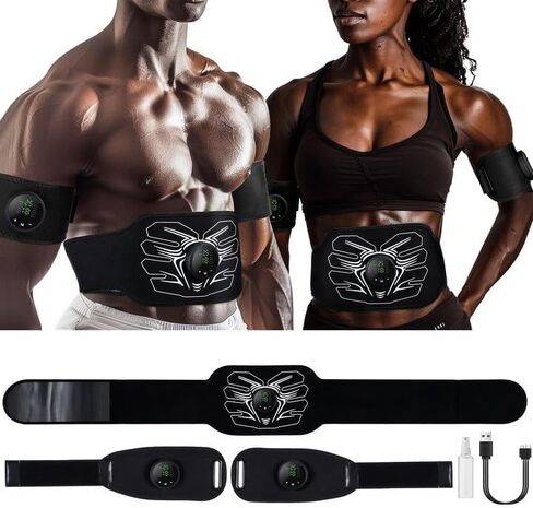 ABS Stimulator Belt Muscle Machine: EMS Fitness Abdominal Toning Belt for Weight Loss - Vital Flex Core Workout Trainer for Men Women Home Office Exercise Equipment in Saudi Arabia