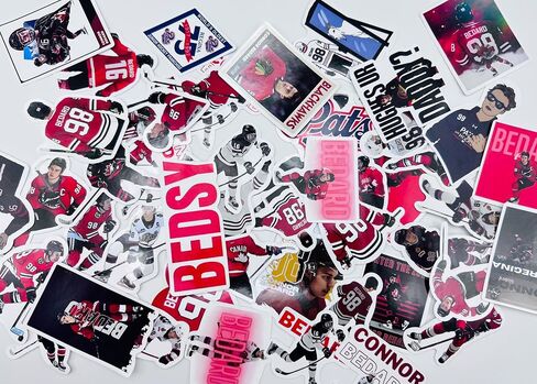 50 Piece Ice Hokey Stickers Bedsy Stickers Chicago Black Hawk Stickers NNHL Stickers Waterproof Vinyl Laptop Water Bottle Luggage Decal for Teen boy in Saudi Arabia