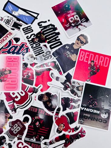 50 Piece Ice Hokey Stickers Bedsy Stickers Chicago Black Hawk Stickers NNHL Stickers Waterproof Vinyl Laptop Water Bottle Luggage Decal for Teen boy in Saudi Arabia
