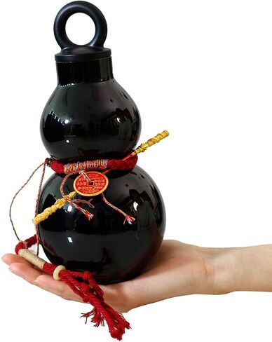 زجاجة مياه على شكل قرع 800 مل/28 أونصة زجاجة مياه على شكل قرع مع هراوة ذهبية صغيرة وعملة نحاسية وحبل تزيين وملصقات DIY زجاجة قرع مستوحاة من الطراز القديم الصيني in Kuwait