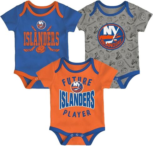 Outerstuff New York Islanders 3-Pack Full Strength Team Logo Newborn/Infant Baby Bodysuit Onesie in Saudi Arabia