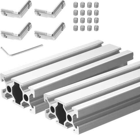 uxcell 2 Pcs T Slot 2040 Aluminum Extrusion Profile European Standard 100mm x 40mm Linear Rail Extrusion Frame for 3D Printer, CNC, DIY (Silver Tone) in Saudi Arabia