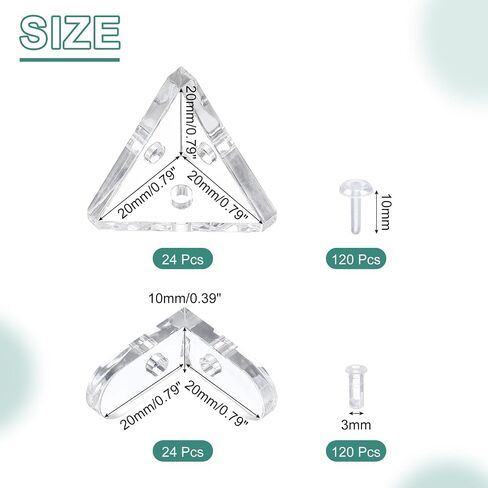 Uxcell 24PCSCONE على شكل حرف X على شكل حرف X ، وربط الأكريليك ، شفاف in Saudi Arabia
