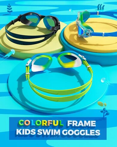 Zionor Kids Swim Goggles ، G1mini Mix Colorblock plick ribized no leading anti anti idgn in Kuwait