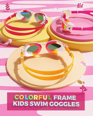 Zionor Kids Swim Goggles ، G1mini Mix Colorblock plick ribized no leading anti anti idgn in Kuwait