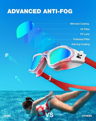 Zionor Kids Swim Goggles ، G1mini Mix Colorblock plick ribized no leading anti anti idgn in Kuwait