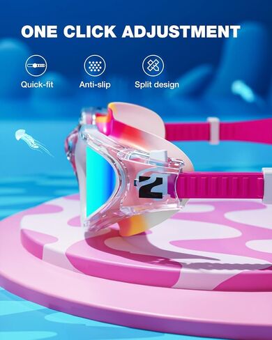 Zionor Kids Swim Goggles ، G1mini Mix Colorblock plick ribized no leading anti anti idgn in Kuwait
