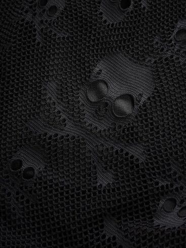 Rosegal Women Plus Size Gothic Lace-up PU Cross Skulls Lace Panel Asymmetrical High Low Midi Dress Rivets Straps Punk Dress in Saudi Arabia