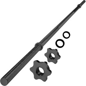 Yes4All 480LB Standard Straight Barbell 60" & EZ Curl Bar 47", Weight Bar 1" Diameter - Star Lock Collars & Rubber Ring for Deadlifts, Squats