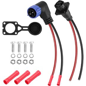 CERRXIAN Trolling Motor Plug Receptacle Set,90 Degrees 2 Pin 8AWG 50Amp Marine Boat DC Power Connector,Waterproof Trolling Motor Quick Connect,12V/24V/36V/48V Male&Female Trolling Motor Connector