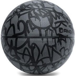 AND1 Xcelerate Rubber Basketball: Game Ready, Official Regulation Size 7 (29.5") Streetball, Made for Indoor/Outdoor Basketball Games- Graffiti Collection (Black/Black)
