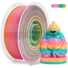 Rainbow 3D Printing Filaments PETG Rainbow Multicolor Gradient Filament 1.75mm, Green-Purple-Pink-Yellow PETG Suitable for Christmas Decoration, 1kg 330 Meters