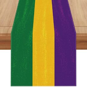 Jiudungs Linen Mardi Gras Table Runner 72 Inches Long Mardi Gras Table Decor New Orleans Mardi Gras Brazil Carnival Decoration and Supplies for Home Kitchen