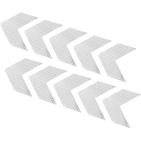 PATIKIL Reflective Stickers, 10 Pack 2.36 x 2.36 Inch Waterproof Adhesive High Visibility Night Caution Warning Arrow Shape Safety Tape Reflector for Trucks Trailers Cars, White