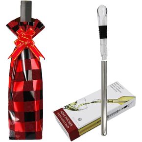 Iceless Wine Chiller Stick 3-in-1 Stainless Steel Wine Bottle Cooler Stick Chilling Rod with Aerator and Pourer - Wine Accessories Gift Wine Cooler + Wine Bag