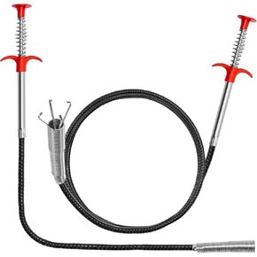 Drain Snake, 2 Pcs Drain Clog Remover(63 In And 35.5In), Upgraded Sink Drain Cleaner, Flexible Plumbing Snake With 4 Claws, Snake Drain Hair Removal Tool, Toilet Snake Drain Clog Remover